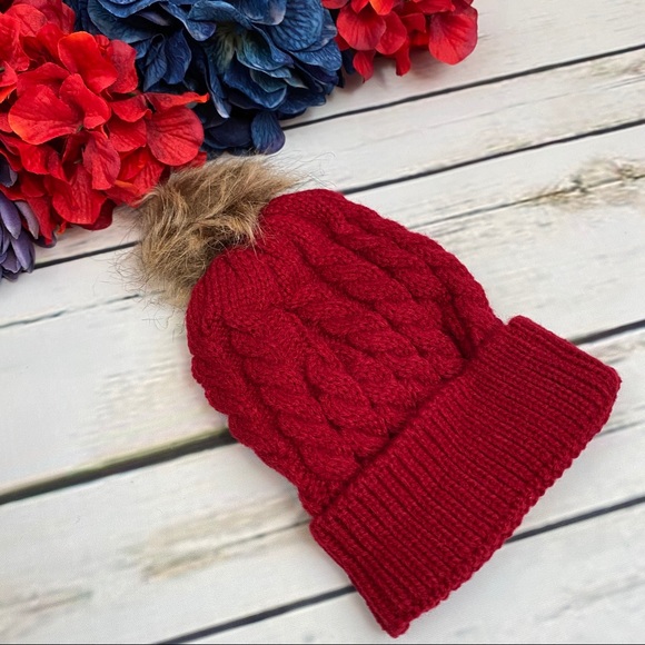 Infant/Baby Red Hat with Pom Pom & Ring Scarf - Picture 7 of 11